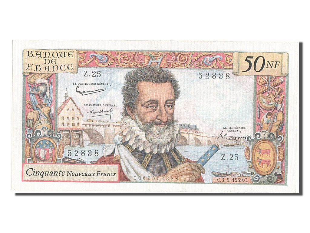 Geldschein, Frankreich, 50 Nouveaux Francs, 50 NF 1959-1961 ''Henri IV'', 1959