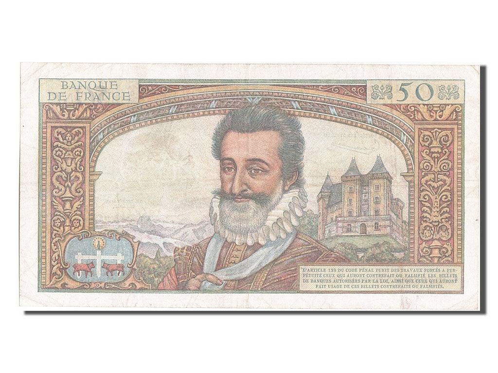France, 50 Nouveaux Francs, 50 NF 1959-1961 ''Henri IV'', 1959, KM #143a,...