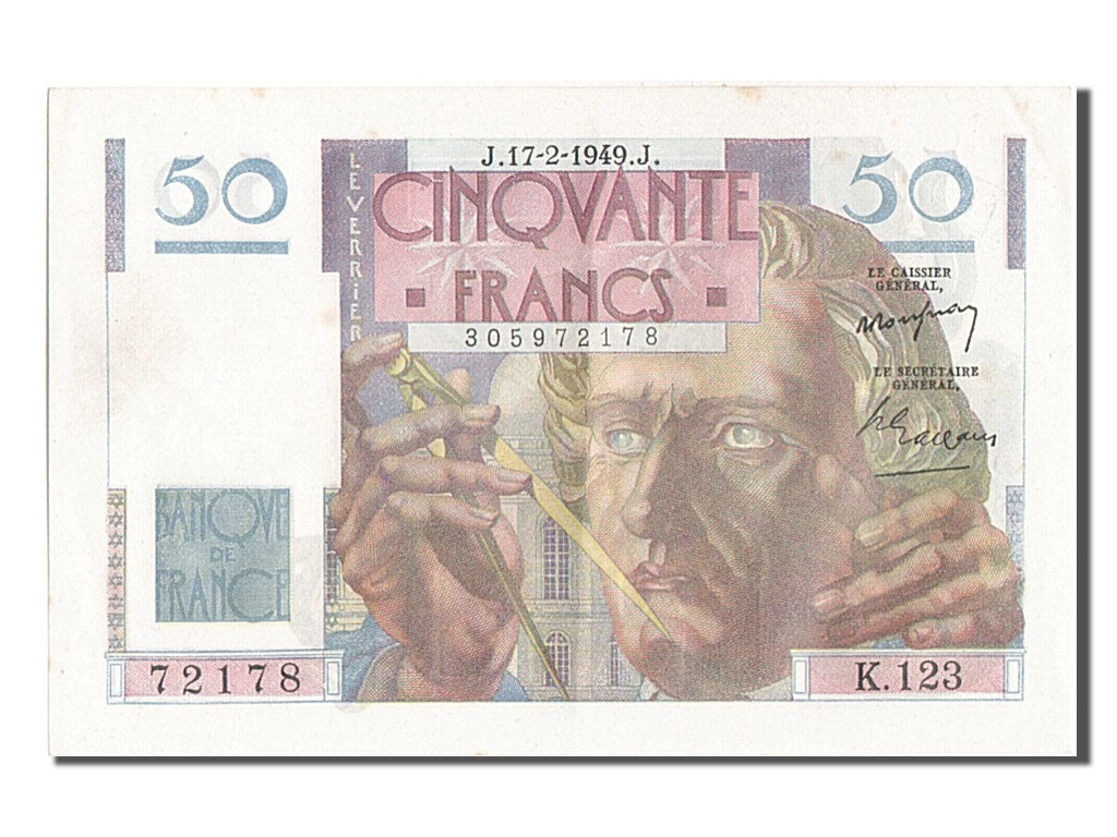 Banknote, France, 50 Francs, 50 F 1946-1951 ''Le Verrier'', 1949, 1949-02-17