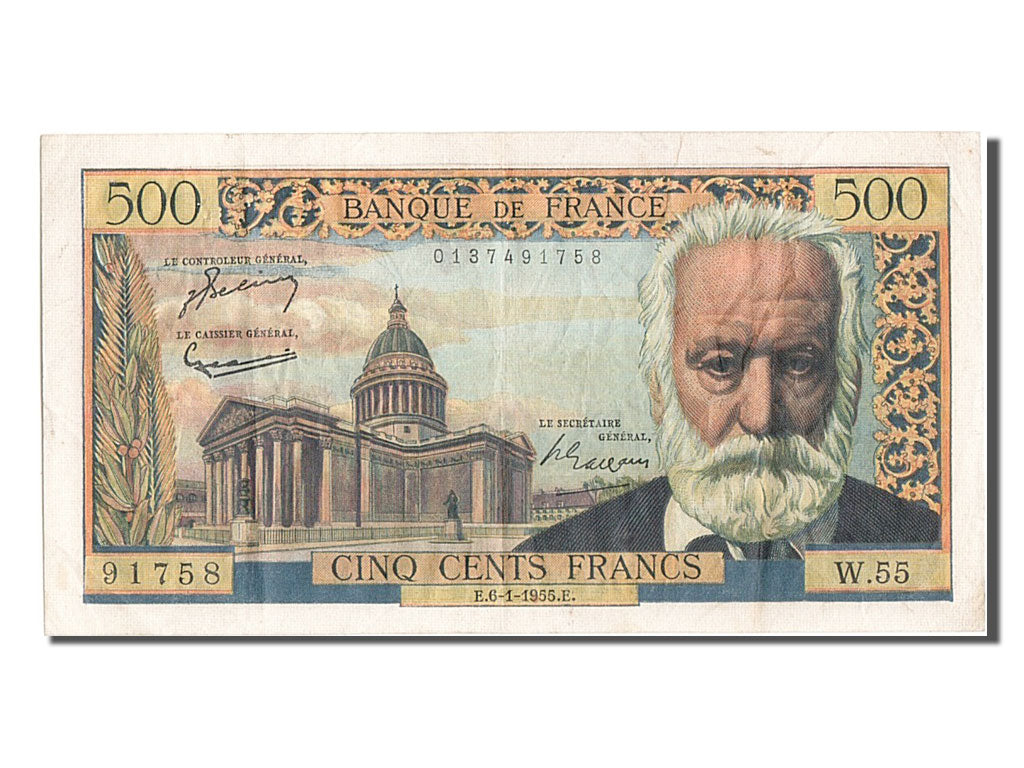 Francia, 500 Francs, 500 F 1954-1958 ''Victor Hugo'', 1955, KM:133a, 1955-01-...