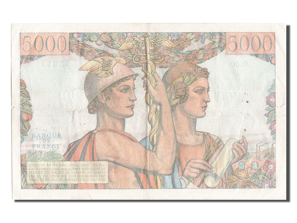 Billet, France, 5000 Francs, 5 000 F 1949-1957 ''Terre et Mer'', 1951