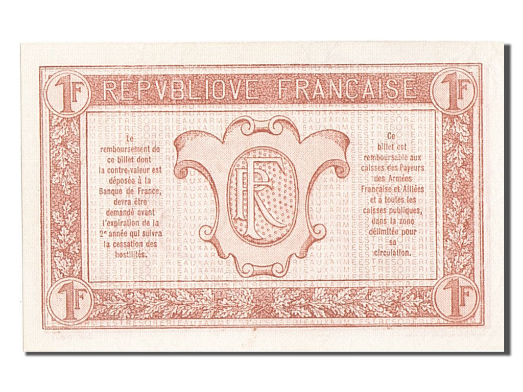 France, 1 Franc, 1917-1919 Army Treasury, 1917, KM #M2, UNC(65-70), C, Fayette..