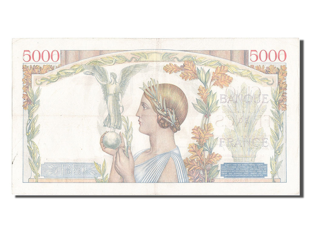 France, 5000 Francs, 5 000 F 1934-1944 ''Victoire'', 1939, KM #97a, 1939-04-06,.