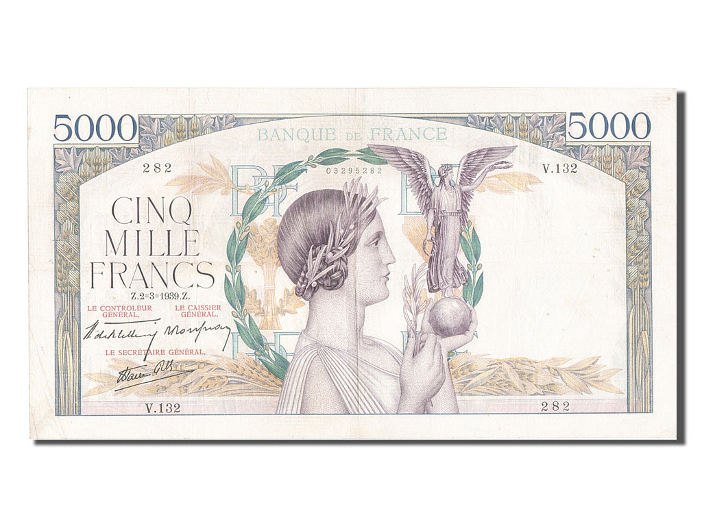 Banconote, Francia, 5000 Francs, 5 000 F 1934-1944 ''Victoire'', 1939