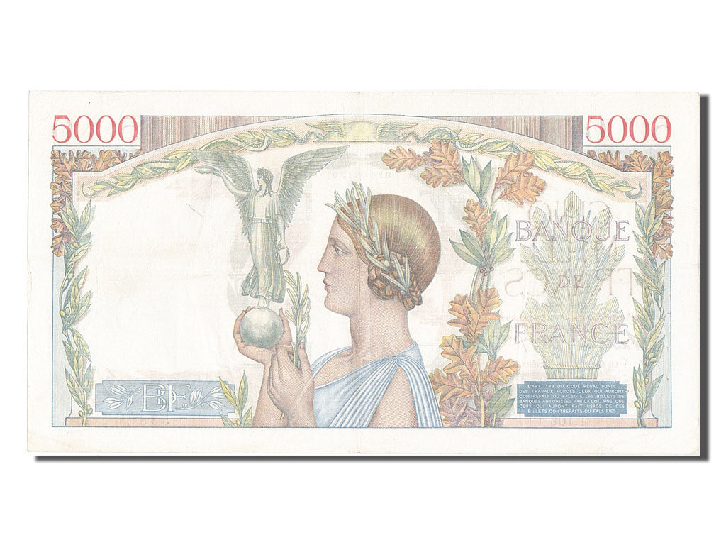 France, 5000 Francs, 5 000 F 1934-1944 ''Victoire'', 1939, KM #97b, 1939-01-19,.