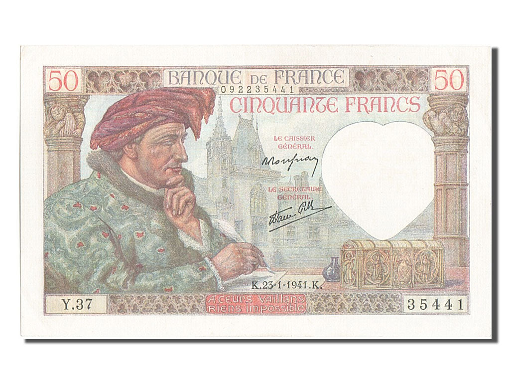 France, 50 Francs, 50 F 1940-1942 ''Jacques Coeur'', 1941, KM #93, 1941-01-23,..
