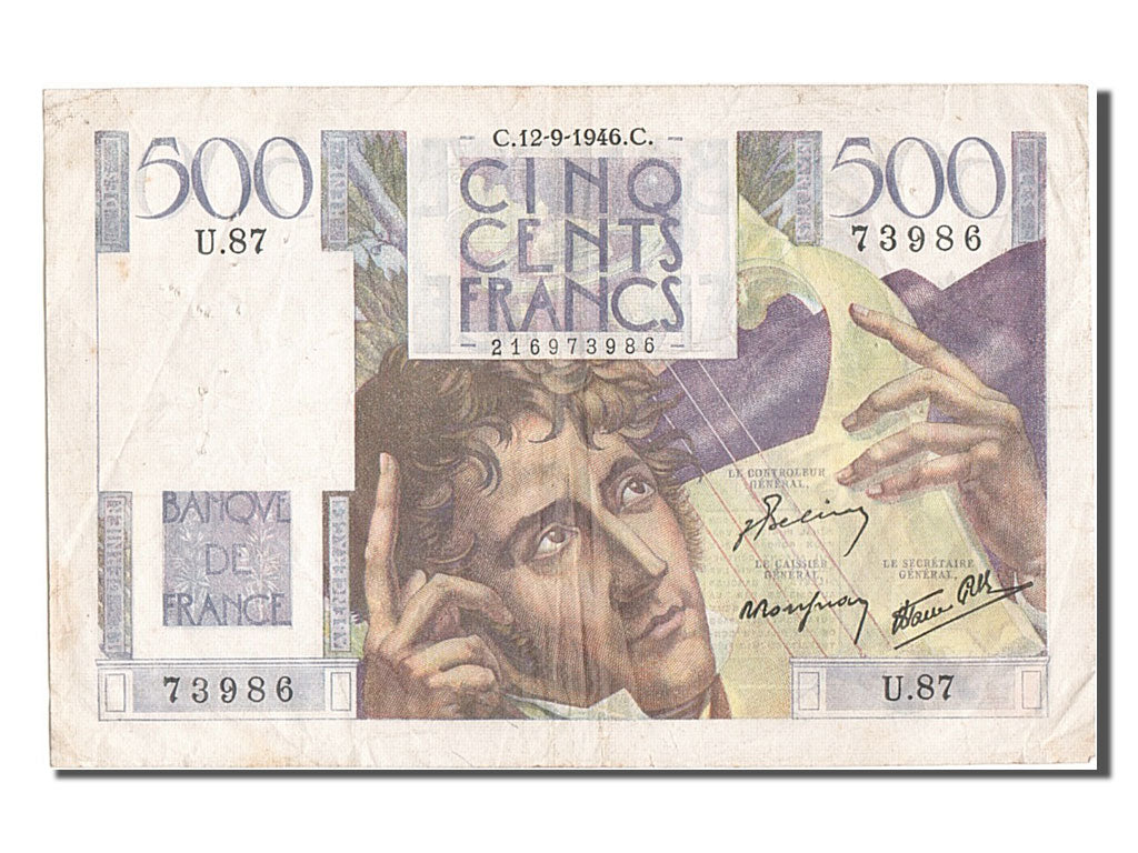 France, 500 Francs, 500 F 1945-1953 ''Chateaubriand'', 1946, KM #129a,...