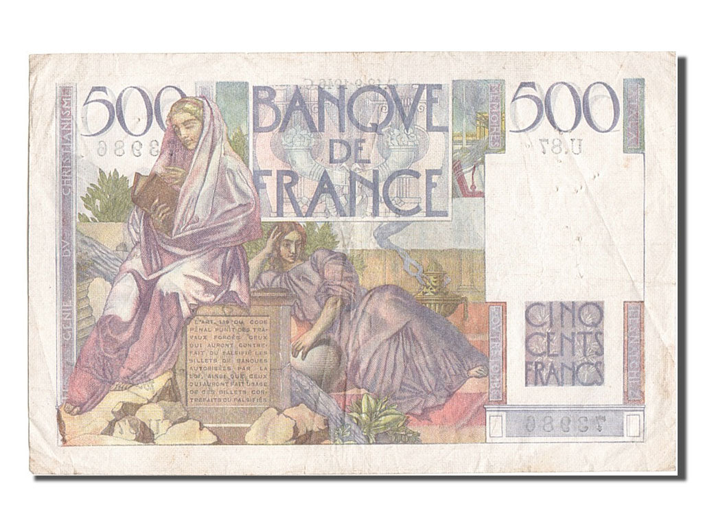France, 500 Francs, 500 F 1945-1953 ''Chateaubriand'', 1946, KM #129a,...