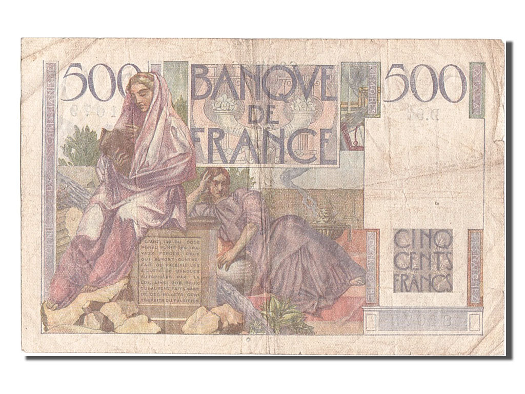 France, 500 Francs, 500 F 1945-1953 ''Chateaubriand'', 1947, KM #129a,...
