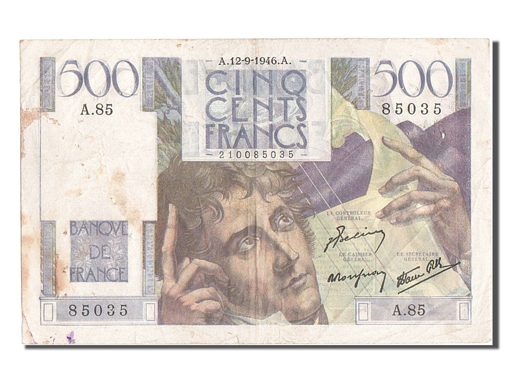 France, 500 Francs, 500 F 1945-1953 ''Chateaubriand'', 1946, KM #129a,...
