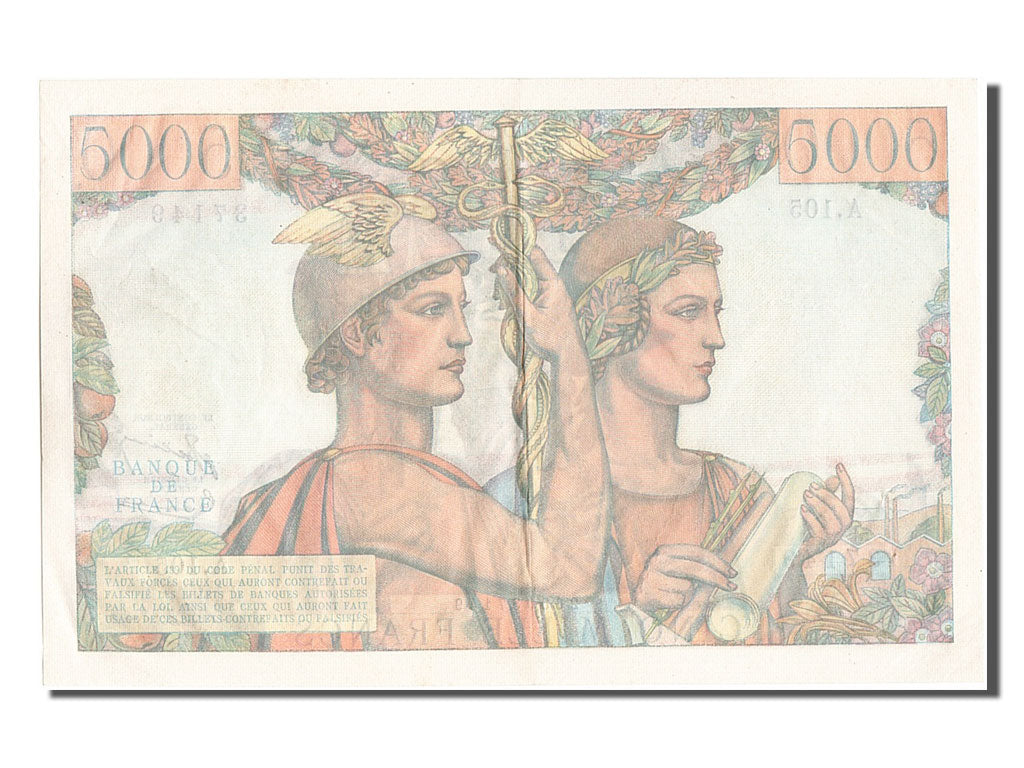 Banknote, France, 5000 Francs, 5 000 F 1949-1957 ''Terre et Mer'', 1952