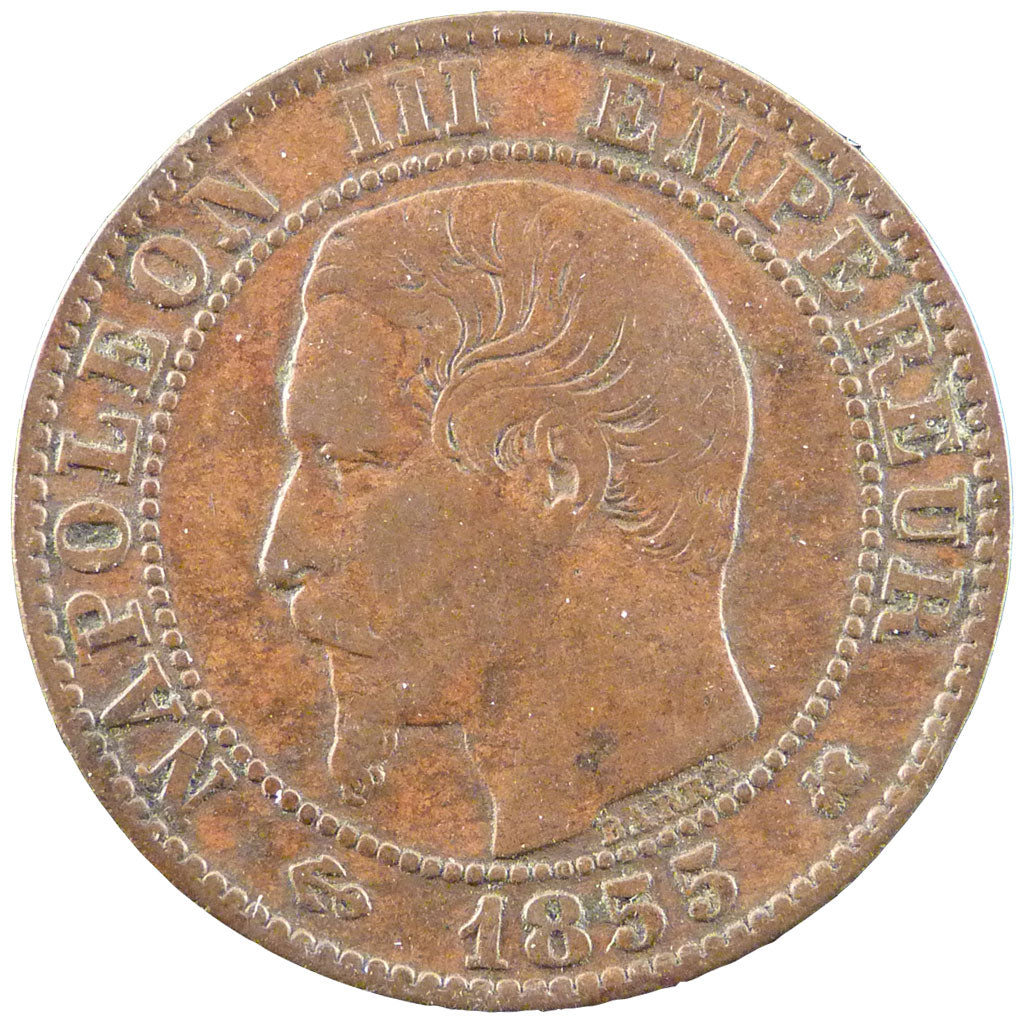 FRANCE, 5 Centimes, 1855, Bordeaux, VF(20-25), Bronze, Gadoury #152, 4.90