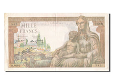 France, 1000 Francs, 1 000 F 1942-1943 ''Déesse Déméter'', 1943, KM #102, 194...