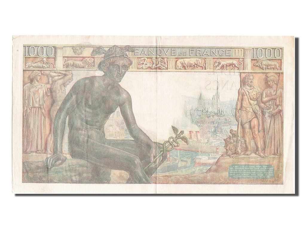 France, 1000 Francs, 1 000 F 1942-1943 ''Déesse Déméter'', 1943, KM #102, 194...