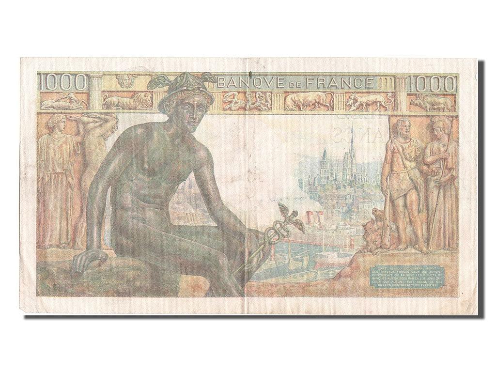 France, 1000 Francs, 1 000 F 1942-1943 ''Déesse Déméter'', 1943, KM #102, 194...
