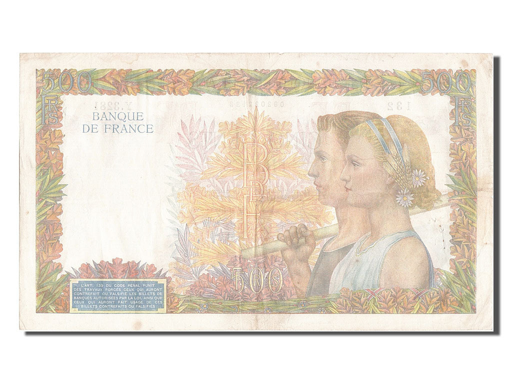 Francia, 500 Francs, 500 F 1940-1944 ''La Paix'', 1941, KM:95b, 1941-06-26, B...