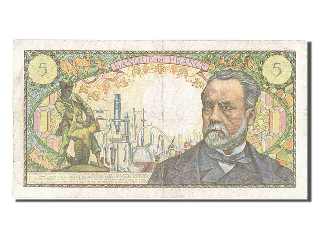 France, 5 Francs, 5 F 1966-1970 ''Pasteur'', 1966, KM #146a, 1966-05-05,...
