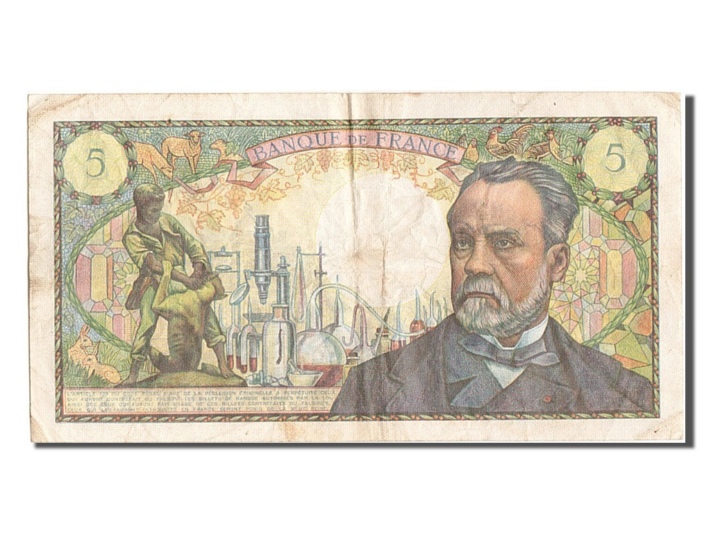 Billet, France, 5 Francs, 5 F 1966-1970 ''Pasteur'', 1968, 1968-08-01, TB