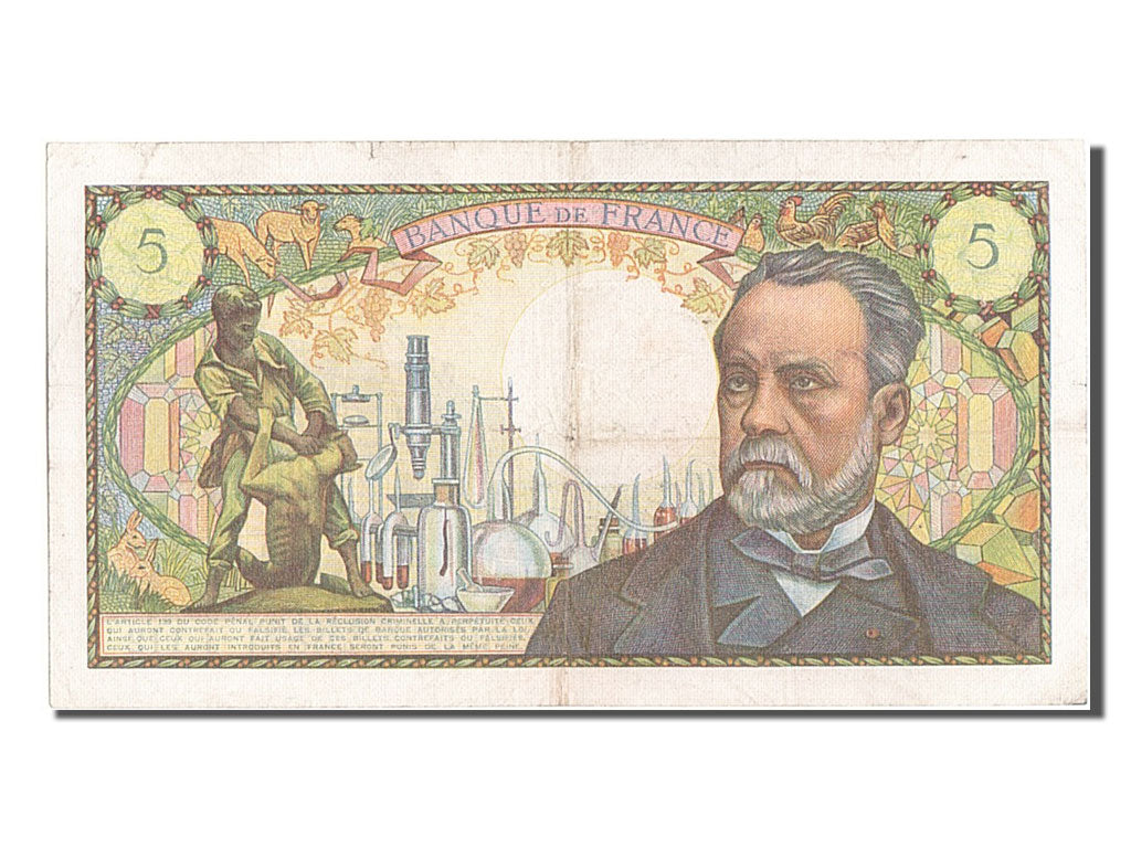 France, 5 Francs, 5 F 1966-1970 ''Pasteur'', 1969, KM #146b, 1969-09-04,...