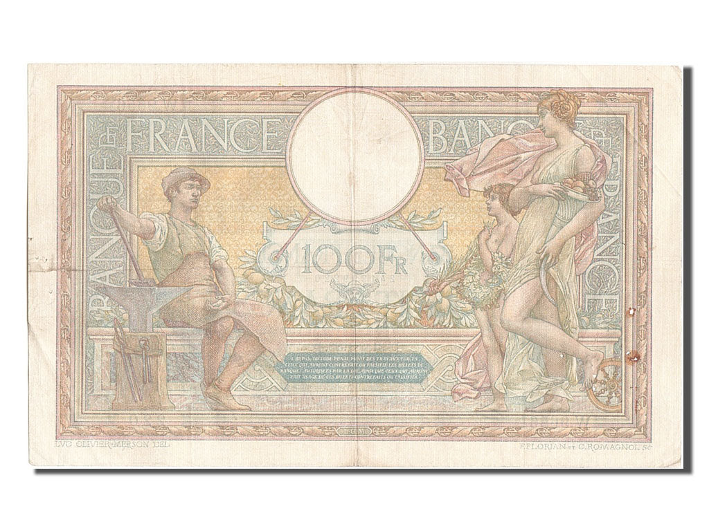 Banknote, France, 100 Francs, 100 F 1908-1939 ''Luc Olivier Merson'', 1923