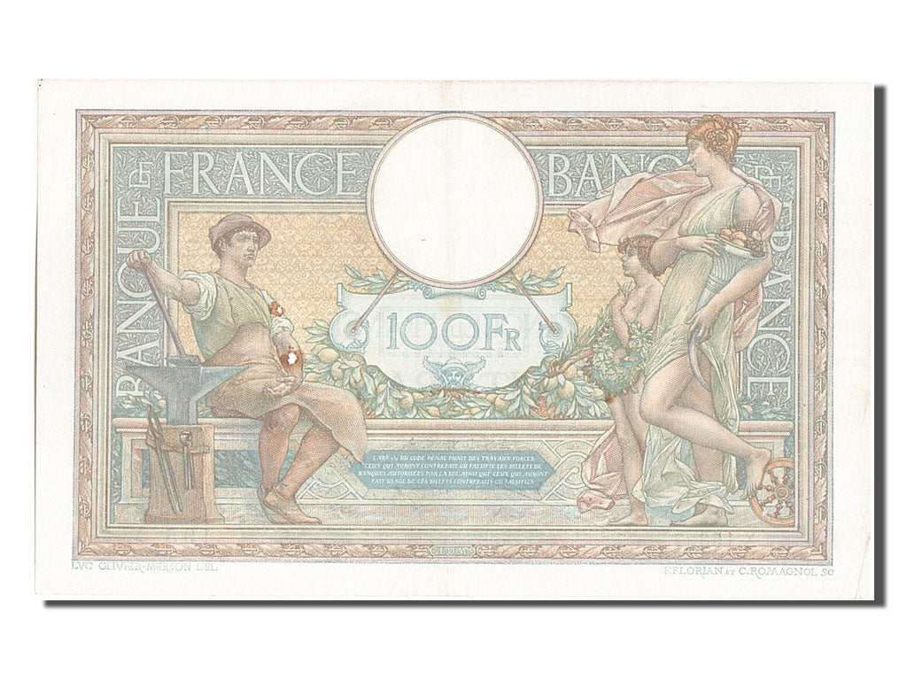 Banknote, France, 100 Francs, 100 F 1908-1939 ''Luc Olivier Merson'', 1926