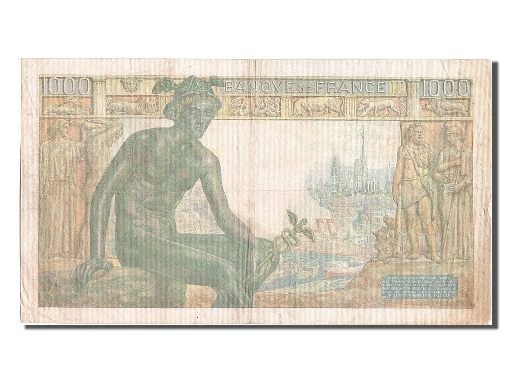 France, 1000 Francs, 1 000 F 1942-1943 ''Déesse Déméter'', 1942, KM #102, 194...