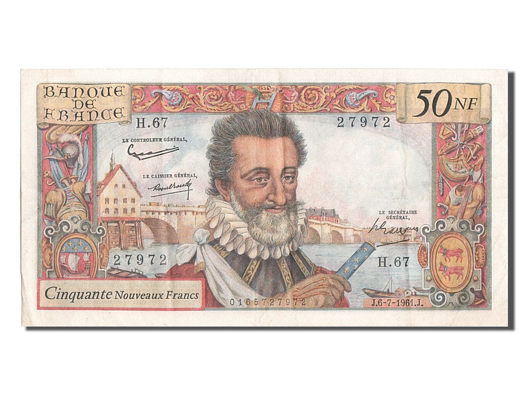 Billet, France, 50 Nouveaux Francs, 50 NF 1959-1961 ''Henri IV'', 1961