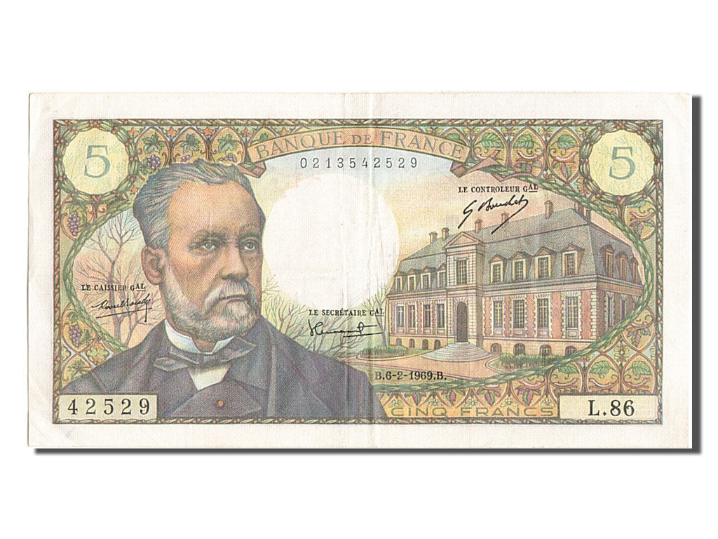 France, 5 Francs, 5 F 1966-1970 ''Pasteur'', 1969, KM #146b, 1969-02-06,...