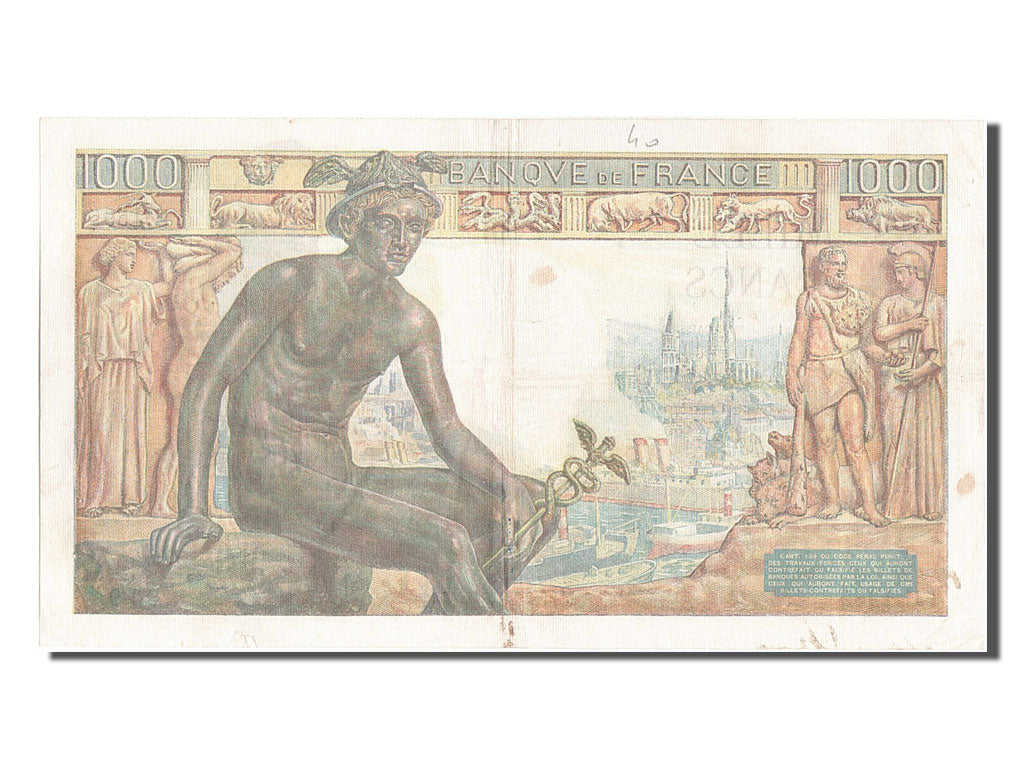 France, 1000 Francs, 1 000 F 1942-1943 ''Déesse Déméter'', 1942, KM #102, 194...