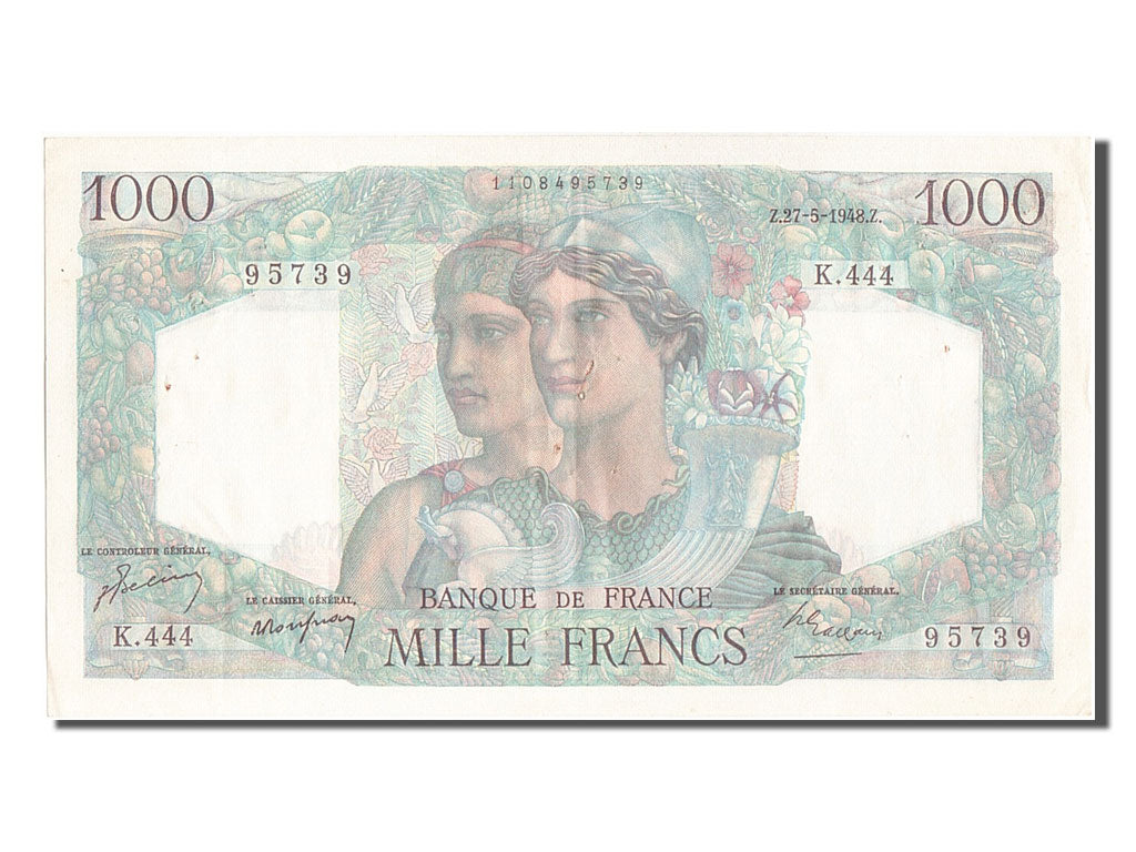 France, 1000 Francs, 1 000 F 1945-1950 ''Minerve et Hercule'', 1948, KM #130b,..
