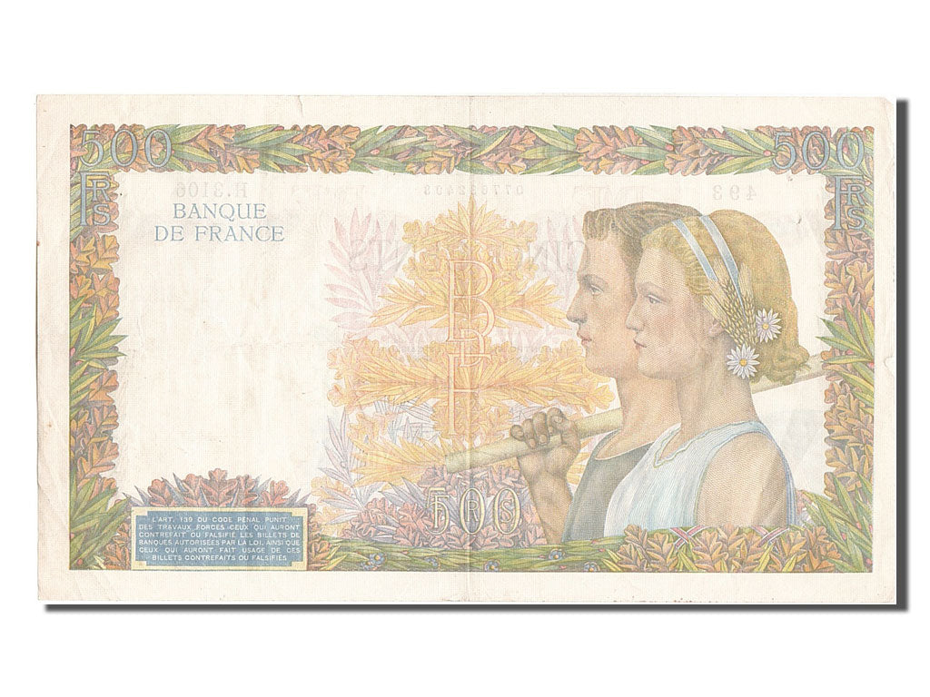 France, 500 Francs, 500 F 1940-1944 ''La Paix'', 1941, KM #95b, 1941-06-11,...