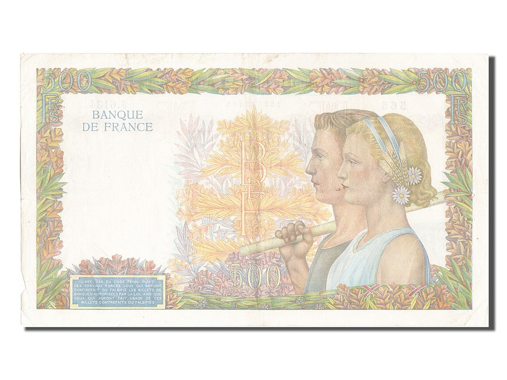 France, 500 Francs, 500 F 1940-1944 ''La Paix'', 1942, KM #95b, 1942-07-09,...