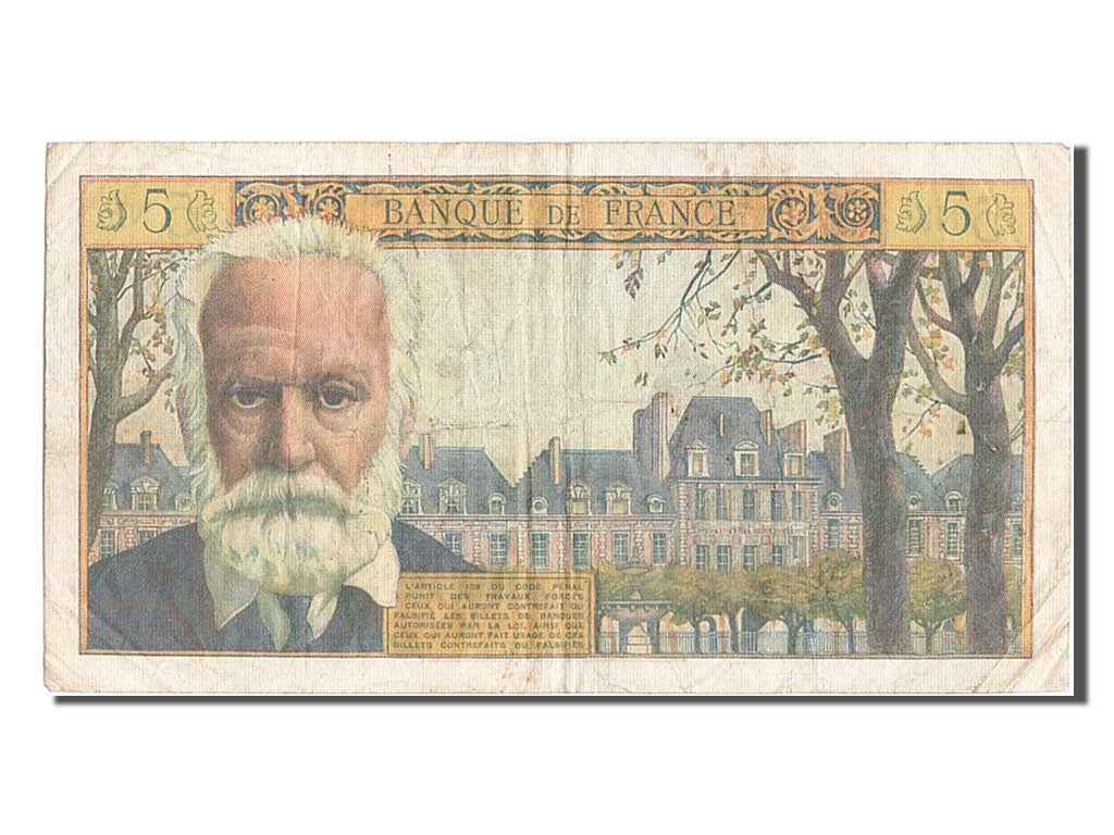 France, 5 Nouveaux Francs, 5 NF 1959-1965 ''Victor Hugo'', 1963, KM #141a,...