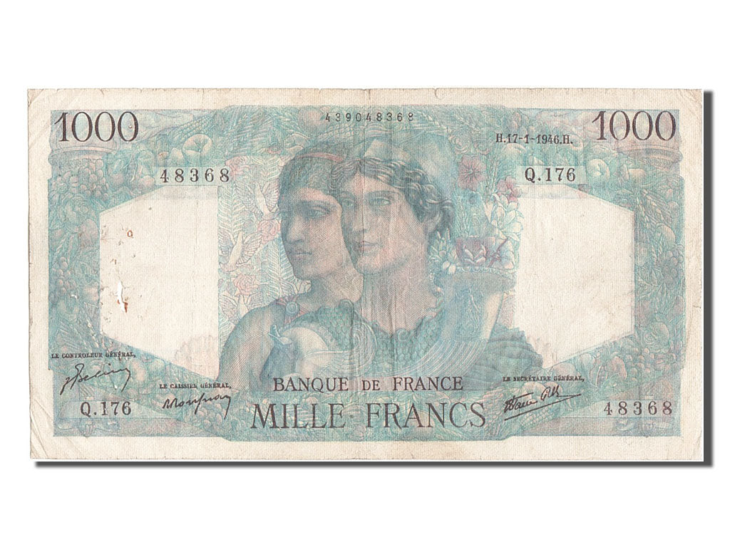Biljet, Frankrijk, 1000 Francs, 1 000 F 1945-1950 ''Minerve et Hercule'', 1946