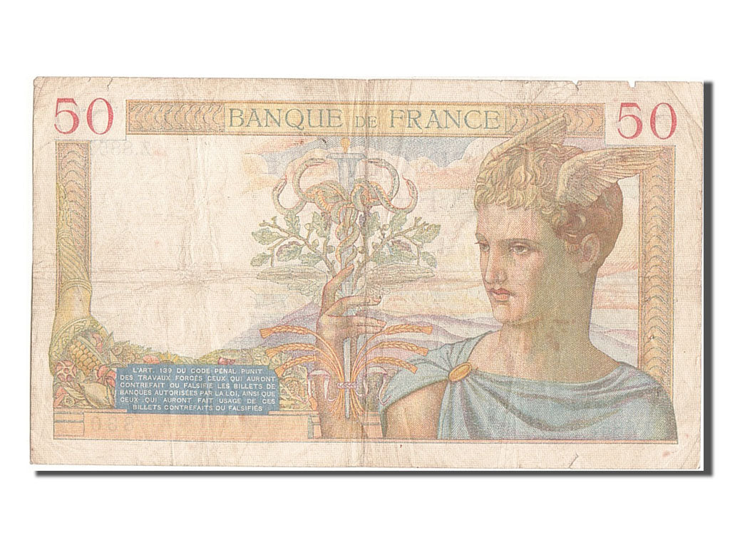 Biljet, Frankrijk, 50 Francs, 50 F 1934-1940 ''Cérès'', 1938, 1938-10-27, TB