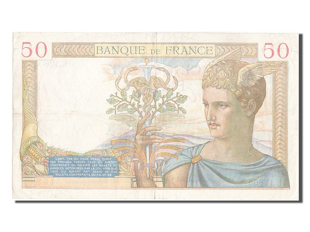 France, 50 Francs, 50 F 1934-1940 ''Cérès'', 1940, KM #85b, 1940-02-29, A...