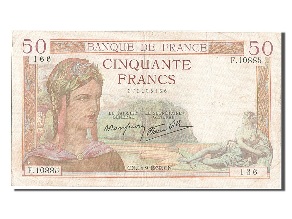 Banknote, France, 50 Francs, 50 F 1934-1940 ''Cérès'', 1939, 1939-09-14
