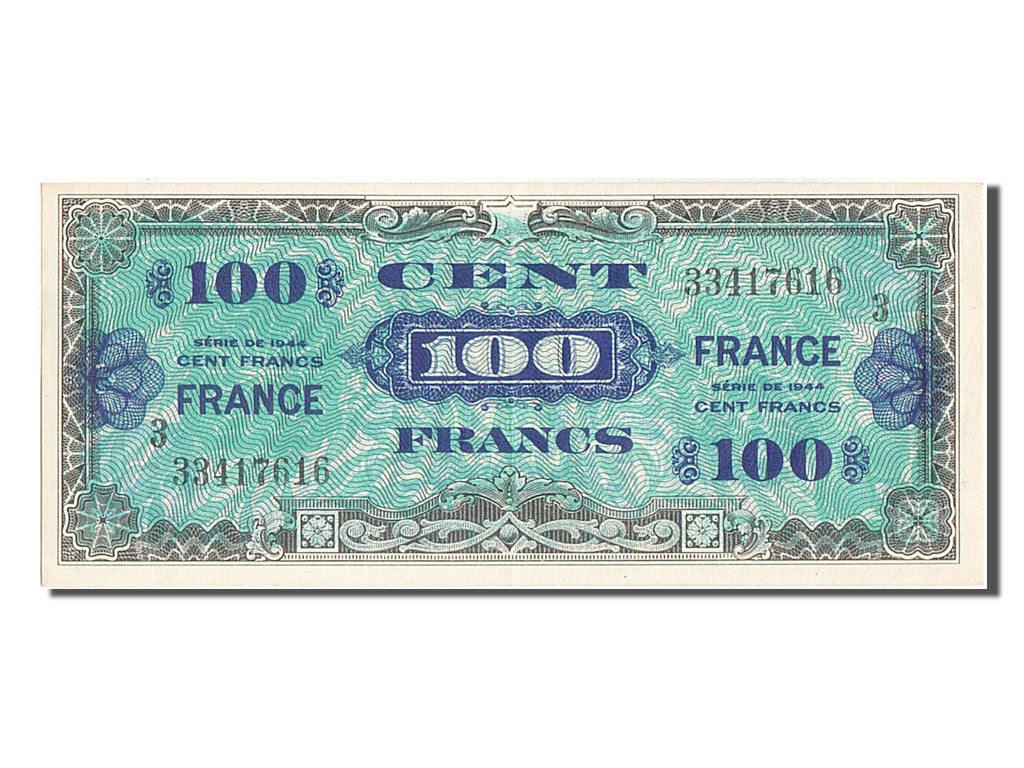 France, 100 Francs, 1945 Verso France, 1945, KM #123c, 1945-06-04, UNC(63),...