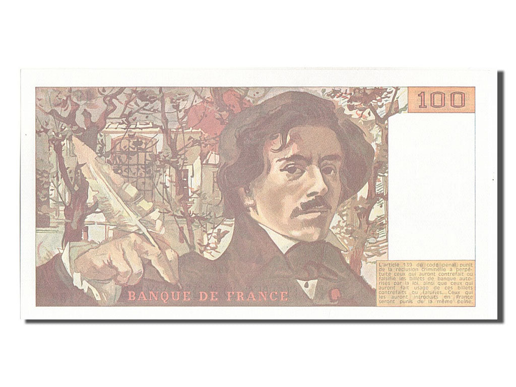 France, 100 Francs, 100 F 1978-1995 ''Delacroix'', 1989, KM #154d, UNC(65-70),..