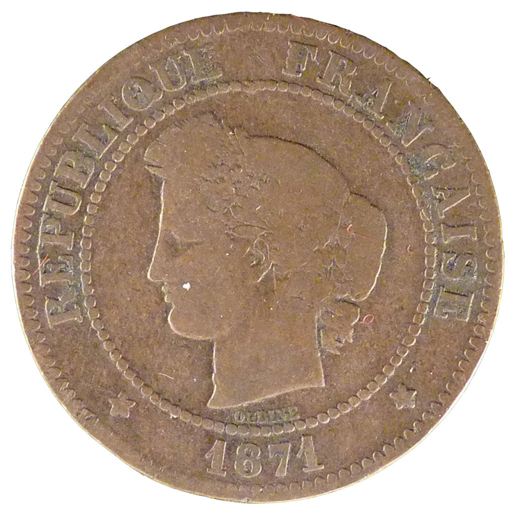 Francia, Cérès, 5 Centimes, 1871, Paris, MB, Bronzo, Gadoury:157