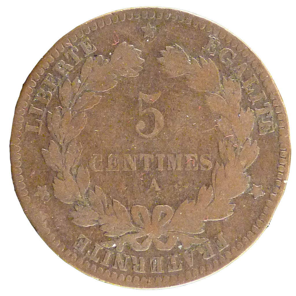 Francia, Cérès, 5 Centimes, 1871, Paris, MB, Bronzo, Gadoury:157
