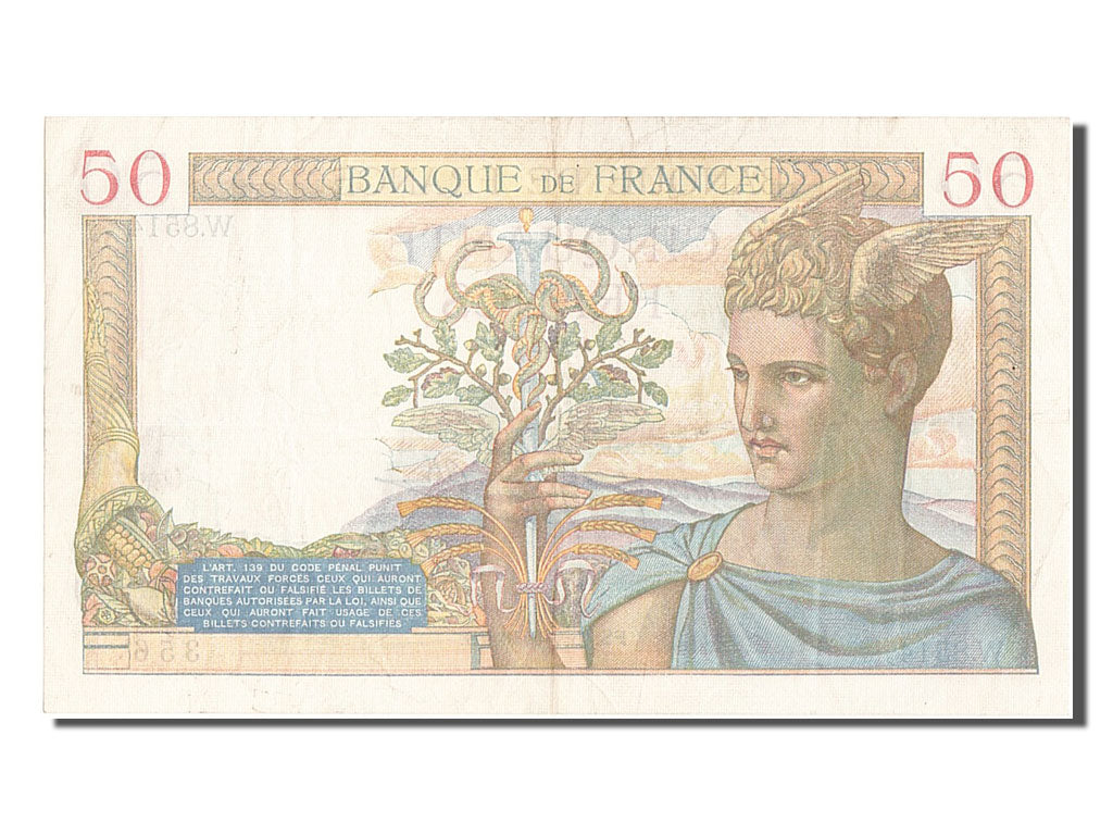 France, 50 Francs, 50 F 1934-1940 ''Cérès'', 1938, KM #85b, 1938-09-15, E...