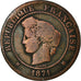 Moneta, Francia, Cérès, 5 Centimes, 1871, Bordeaux, MB, Bronzo, Gadoury:157