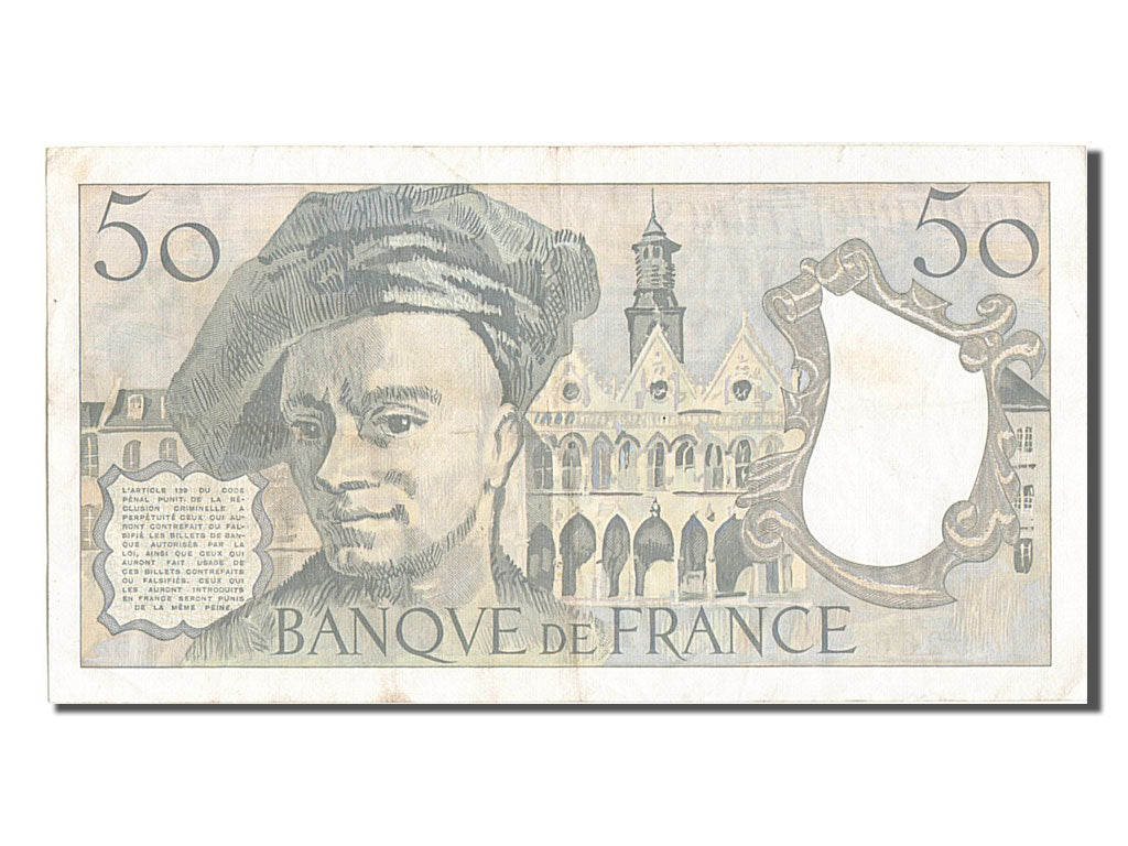 France, 50 Francs, 50 F 1976-1992 ''Quentin de La Tour'', 1988, KM #152d,...