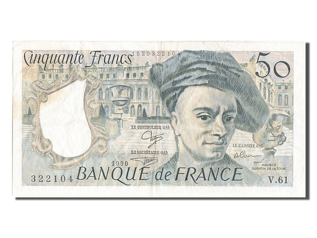 Banknot, Francja, 50 Francs, Quentin de La Tour, 1990, VF(30-35), Fayette:67.16