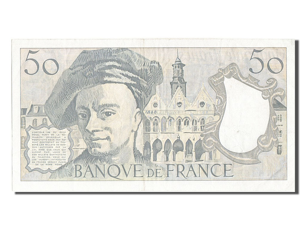 Banknot, Francja, 50 Francs, Quentin de La Tour, 1990, EF(40-45), Fayette:67.16