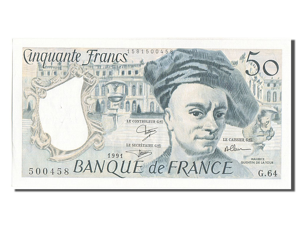France, 50 Francs, 50 F 1976-1992 ''Quentin de La Tour'', 1991, KM #152e,...