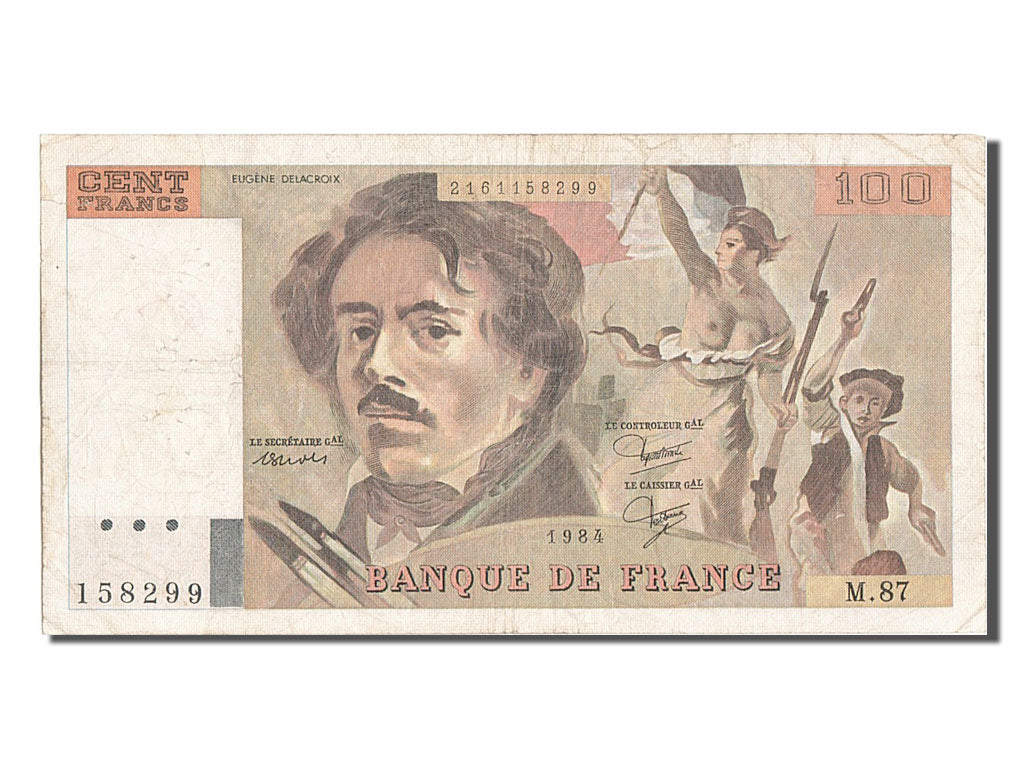 France, 100 Francs, 100 F 1978-1995 ''Delacroix'', 1984, KM #154b, VG(8-10),...