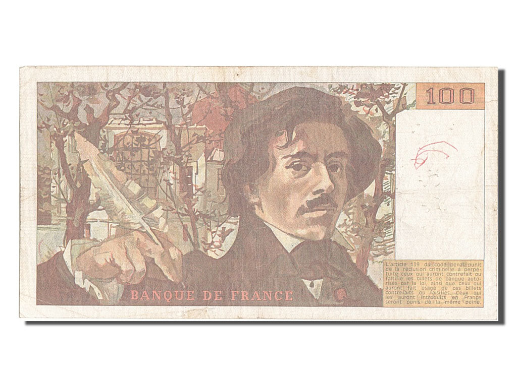 France, 100 Francs, 100 F 1978-1995 ''Delacroix'', 1984, KM #154b, VG(8-10),...