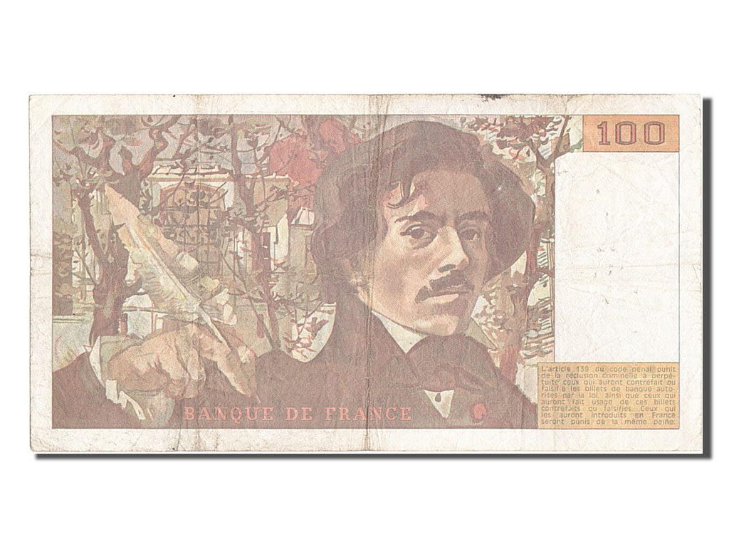 Francia, 100 Francs, 100 F 1978-1995 ''Delacroix'', 1988, KM:154d, MB, Fayett...